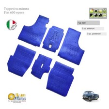 Tappeti per FIAT 600 d'epoca in  gomma+ moquette colore  Blu 100%Made in Italy