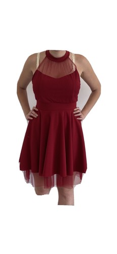 Vestito scollato bordeaux - ,