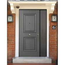 Portone per Ingresso Blindato Antisfondamento Due Ante Colore Grigio da Esterno