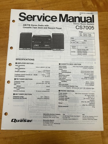 Quasar cs7005 tape deck - tape,