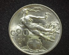 ITALY 1908-R 20 CENTESIMI KM44
