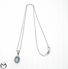 Collana oro bianco 18 kt 750 diamanti 0,09 e acquamarina ct -280/VE-