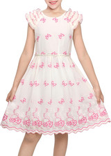 Ragazze Bianca Vestito Rosa