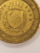 Moneta 50 centesimi di Euro del 2008 Malta Con F Su Stella RARA 20 cent 10 cent