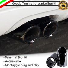 COPPIA TERMINALE SCARICO NERO BRUNITO LUCIDO ACCIAIO INOX AUDI A4 B8 8K AVANT