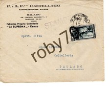 COLTELLERIE LA SUPREMA  BUSTA  MILANO /PAULARO UD - 5 LIRE ITALIA AL LAVORO