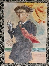 Giampaolo Talani "uomo con il pesce" Litografia originale cm 34x47,8 firmata 
