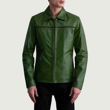 Giacca uomo pelle verde pura