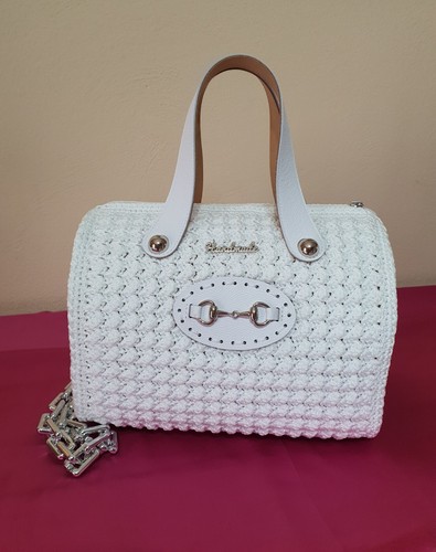 Borsa bianca stile bauletto