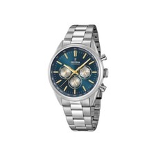 Orologio Uomo Festina F16820/C Cronografo Con Quadrante Blu E Cinturino Acciaio