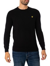 Lyle & Scott Uomo Maglione girocollo in cotone merino, Nero