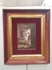 Dipinto Olio Su Tavola Mario Fattori , Dipinto Raffigurante Pecore 