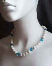 Collana perle pietra - di,