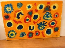 QUADRO DIPINTO A MANO ACRILICO SU LEGNO ASTRATTO cm 20 x 30