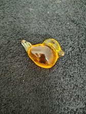 Figurina vintage canarino in vetro giallo titanio firmata