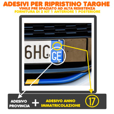 2 COPPIE ADESIVI (2ANT/2POST) TARGA AUTO PROVINCIA + ANNO RIPRISTINO TARGHE TOP
