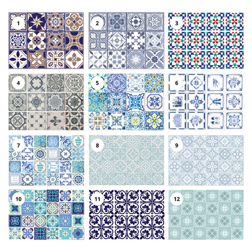 Adesivo piastrelle blu vintage