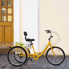Triciclo 24 pollici adulti 7 velocità + luce LED bicicletta pieghevole Adult Tricycle bicicletta pieghevole