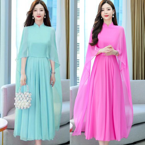 Abito lungo chiffon a - chiffon,