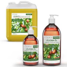 KITAMA Olio di Jojoba Spremuto a Freddo Oro 100% Puro Olio di Jojoba per Pelle Capelli Massaggio
