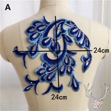 Abito da Sposa Pizzo Applicazione Perline Motivo Ricamo Floreale Orlo 1 PC