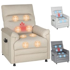 HOMCOM Poltrona Reclinabile con Poggiapiedi, Riscaldamento e Massaggio