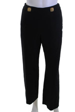 Pantalone elegante donna Chanel nero con bottoni misto lana taglia S