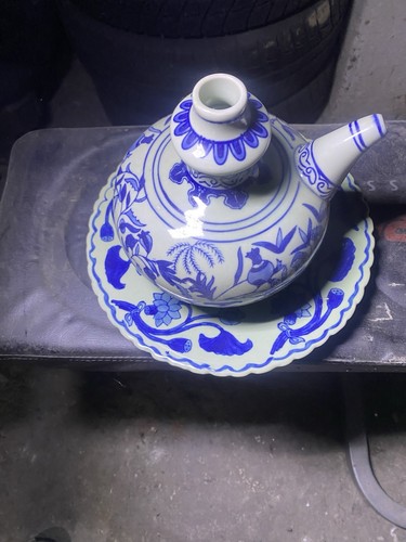 Set piatto vaso ceramica blu - set,