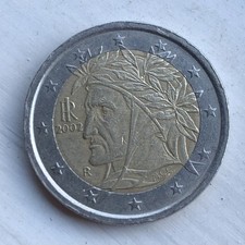 Moneta Dante Alighieri 2 euro anno 2002 Rara