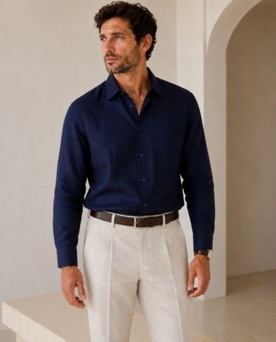 Camicia agnona navy - agnona, lino