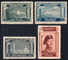 Corpo Polacco 1946 Vittorie Polacche in Italia serie cmpl 4 v. ** MNH Centrati