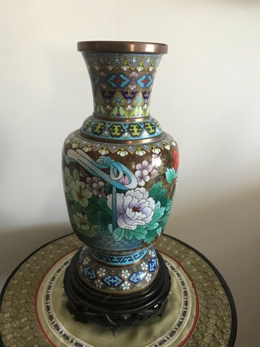 Cloisonne vase bronze emaux - vase,