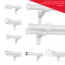 Asta per Tenda / Bastone Doppia & Singola Bianco 19 mm SET Terminali ROLLMAXXX