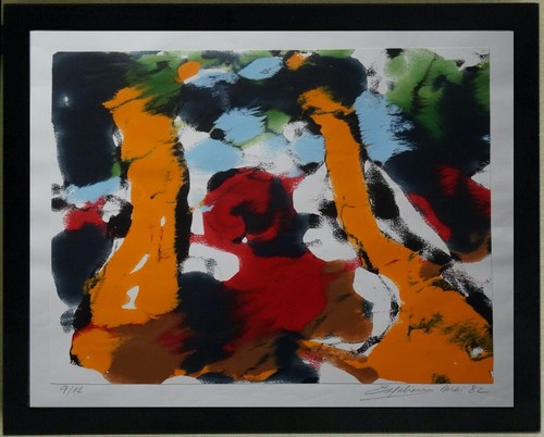 Disegno olio alberi giallo - disegno,