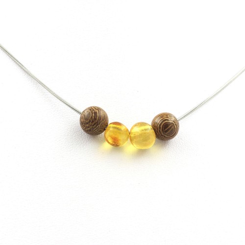 Collana perle legno - collana, 4