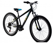 breluxx® 24 pollici mountain bike Capriolo Oxygen FS, Shimano 6 velocità - nero blu