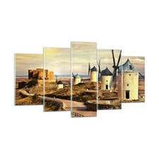 Quadro su Vetro 160x85cm Mulino a vento andalusia paesaggio Stampe Murale
