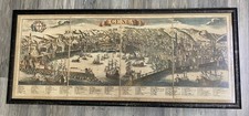 Antica stampa incorniciata Veduta della città di Genova (Genua) 113x48x2cm mappa