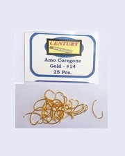 25 ami coregone per mosche finte mis. 14 oro gold amo da pesca a mosca tp