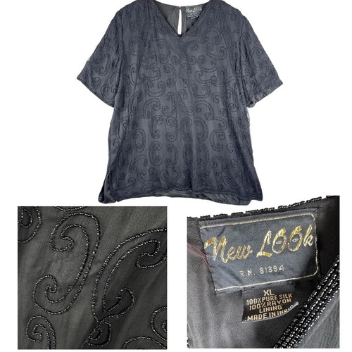 Top donna seta con - , perline