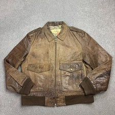 Giacca volante pelle adulto marrone medio aviatore militare volo USA bomber uomo*
