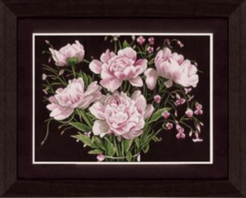Punto croce peonie - "peonie, sul