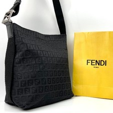 Borsa tote FENDI Zuccino tela nera modello FF tracolla autentica usata da Jp