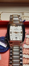 NUOVO + OROLOGIO VINTAGE SVIZZERO ROMANSON PHIL ART DECO CANNA 23K PLACCATO ORO OROLOGIO DA UOMO