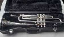 VINTAGE GRAFTON TROMBA DALLAS LONDRA ARGENTO PLACCATO JUPITER BOCCAGLIO CON CUSTODIA