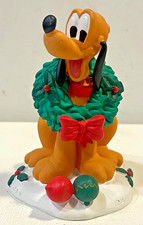 SCULTURA ORIGINALE DISNEY: PLUTO CON GHIRLANDA NATALIZIA, vintage NATALE 1998