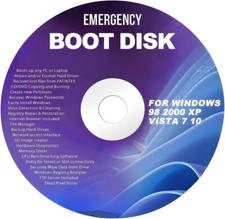 DVD per Windows Disco di avvio di emergenza per Windows 98, 2000, XP, Vista, 7, 10 PC Re