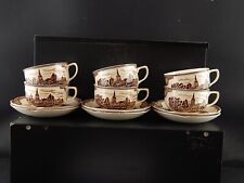 VINTAGE JOHNSON BROS OLD BRITAIN CASTLE SERVIZIO 6 TAZZE DA TE' SEMI PORCELLANA