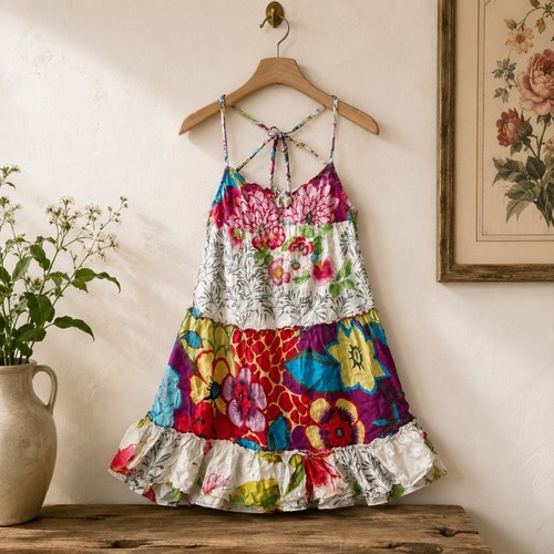 Y2k halter abito patchwork - halter,