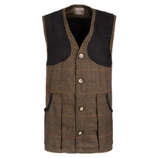 Gilet In Tweed Marrone A Rete